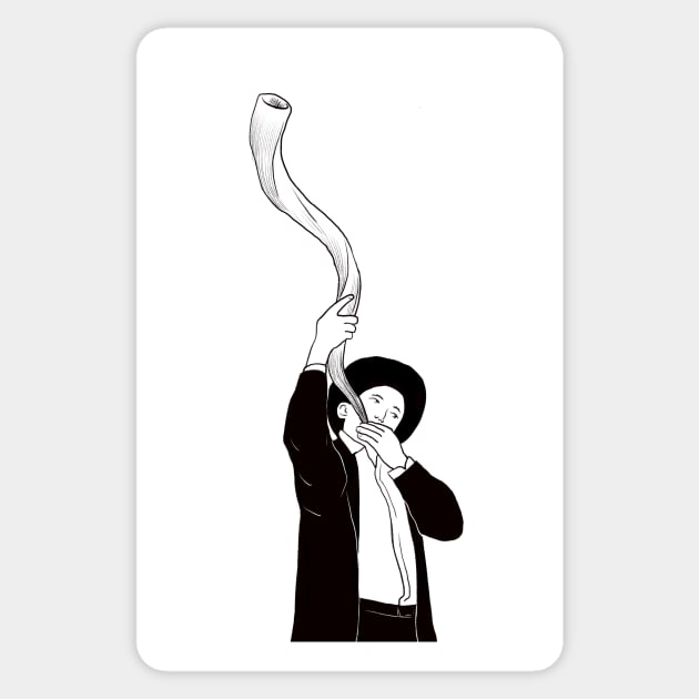 Blowing in Shofar Sticker by argiropulo